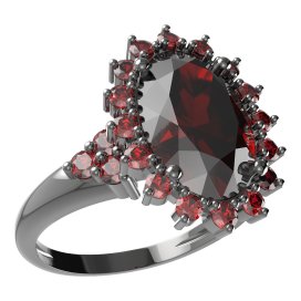BG prsten s oválným kamenem 507-U Stříbro 925 - ruthenium (30-90dní) Granát