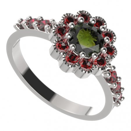 BG ring 149-Z circular - Metal: Silver 925 - rhodium, Stone: Garnet
