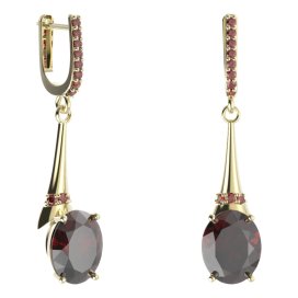 BG náušnice s centrálním oválným kamenem 479-C91 Stříbro 925 - pozlacené Granát