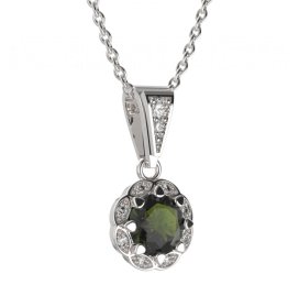 BG přívěs kulatý 993-1 Stříbro 925 - rhodium Vltavín a kubický zirkon