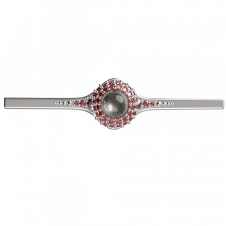 BG brooch 540K - Metal: Silver 925 - rhodium, Stone: Garnet and Tahiti Pearl