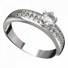 BG zlatý prstýnek 870F Bílé zlato - 585 Diamant