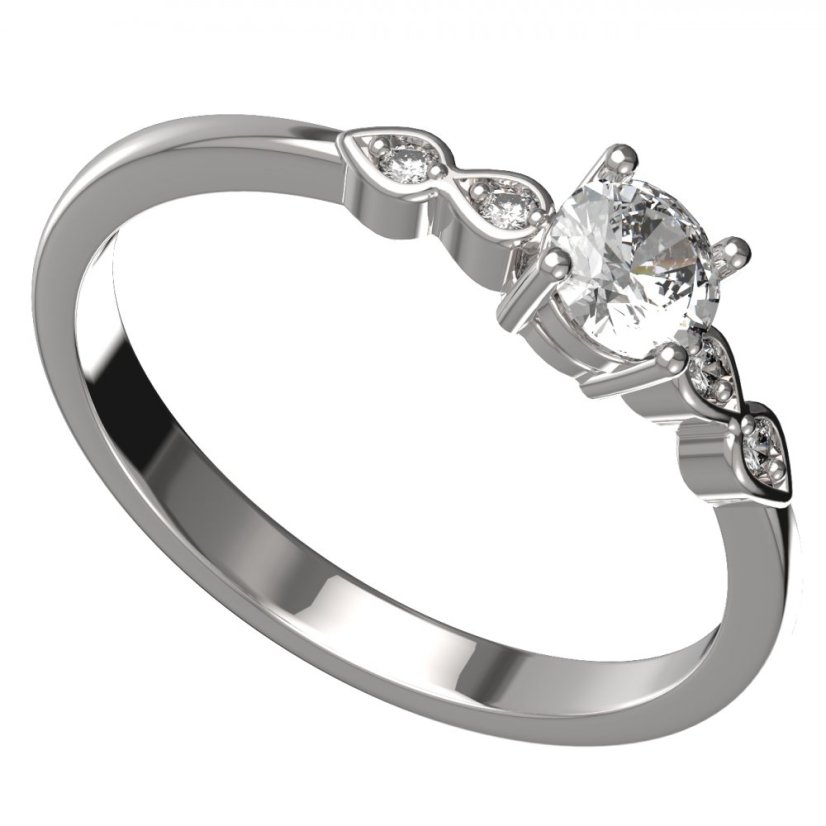 BG zlatý diamantový prstýnek 1125 /zásnubní-snubní/ Bílé zlato - 585 Diamant lab-grown