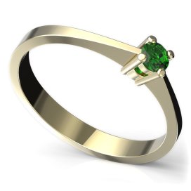 BG zlatý prstýnek 777 Žluté zlato - 585 Zelený kubický zirkon