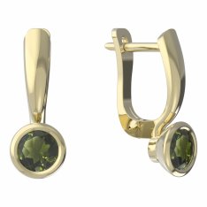 BG vltavínové náušnice 557 Žluté zlato - 585 Vltavín
