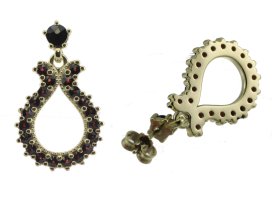 BG náušnice osázené kameny:granát  179 Žluté zlato - 585 Granát