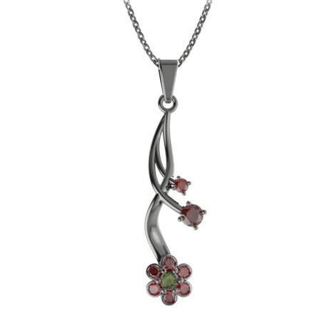 BG pendant flower 518-P - Metal: Silver 925 - rhodium, Stone: Garnet