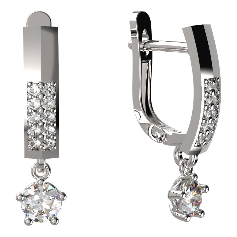 BG zlaté náušnice 874 Bílé zlato - 585 Diamant