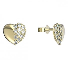 BG zlaté náušnice srdíčko 865 Žluté zlato - 585 Diamant