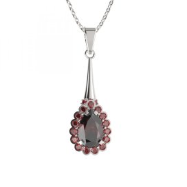 BG přívěs s centrálním kapkovitým kamenem 519-C Stříbro 925 - rhodium Granát