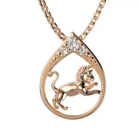 BG zlatý diamantový přívěšek Lev 047 Růžové zlato 585 (30-90dní) Diamant lab-grown