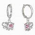 BeKid, Gold kids earrings -1188 - Switching on: Circles 12 mm, Metal: White gold 585, Stone: Pink cubic zircon