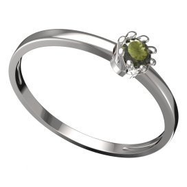 BG vltavínový prsten 554C Bílé zlato - 585 Vltavín