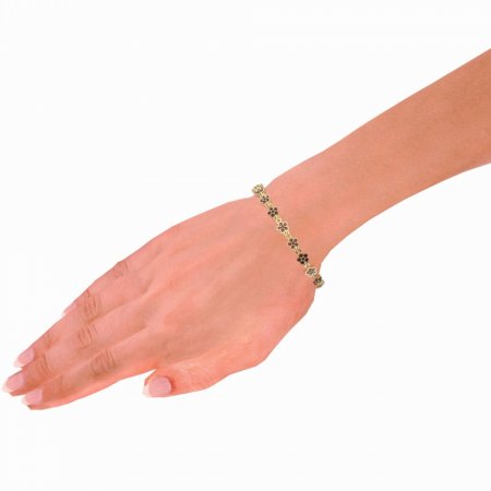 BG bracelet 520 - Metal: Yellow gold 585, Stone: Moldavit and garnet
