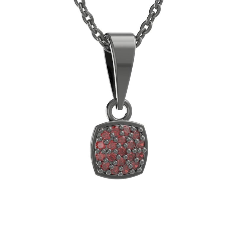 Stříbrný přívěsek s českým granátem, ruthenium – 1581