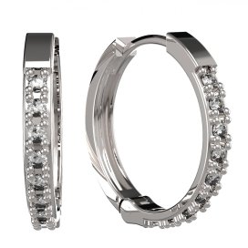BG zlaté náušnice 1287 kruhy Bílé zlato - 585 Diamant