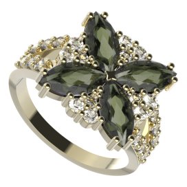 BG prsten solitérní 408-Y Stříbro 925 - pozlacené Vltavín a  kubický zirkon