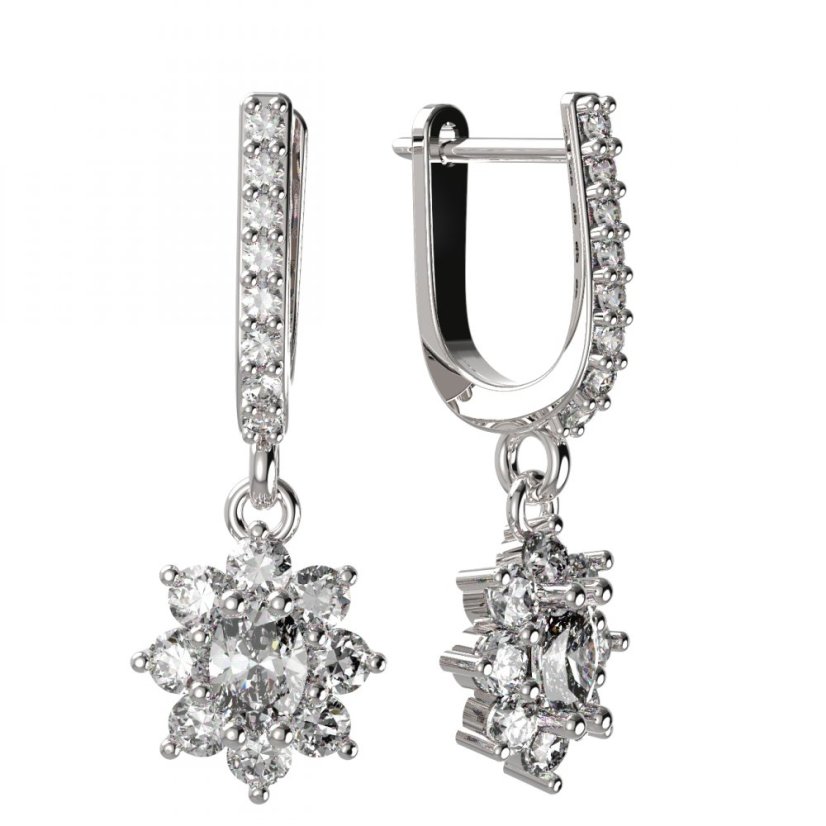 BG zlaté náušnice 627 Bílé zlato - 585 Diamant