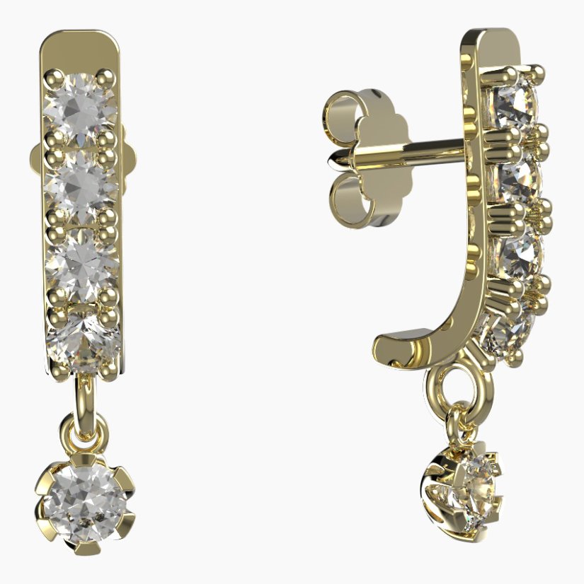 BG zlaté náušnice s diamanty 869 Žluté zlato - 585 Diamant lab-grown