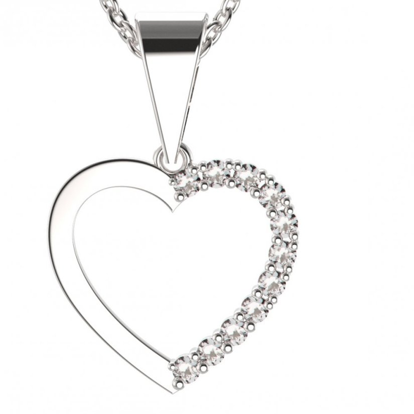 BG zlatý diamantový přívěšek srdíčko 1264 Bílé zlato - 585 Diamant lab-grown