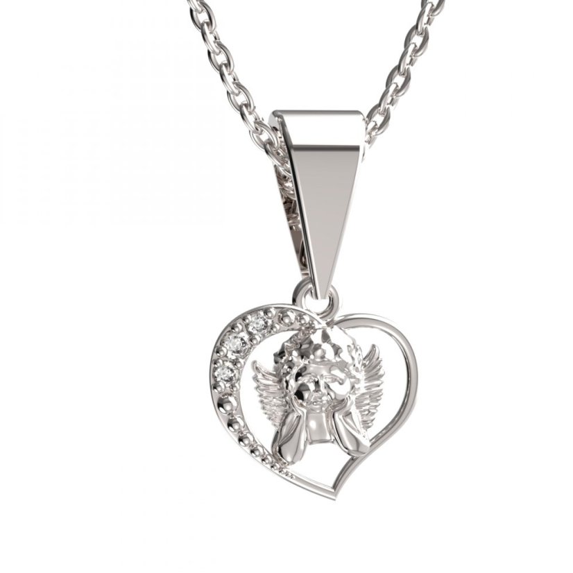 BG zlatý přívěšek anděl 1182 Bílé zlato - 585 Diamant