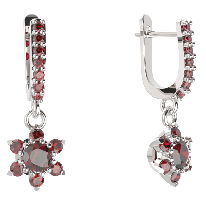 BG  náušnice 978 Stříbro 925 - rhodium Granát