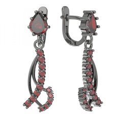 BG náušnice osázený kameny:granát  501-57 Stříbro 925 - ruthenium (30-90dní) Granát