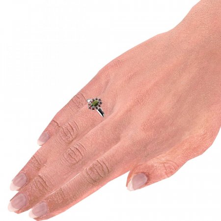 BG prsten oválný kámen 498-J - Kov: Stříbro 925 - rhodium, Kámen: Granát