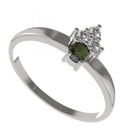 BG prsten 159 I Bílé zlato - 585 Vltavín a  kubický zirkon