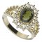 BG prsten oválný 250-Y - Kov: Stříbro 925 - rhodium, Kámen: Vltavín a granát