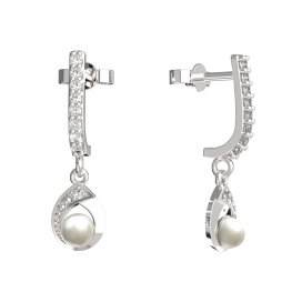 BeKid dětské náušnice 1242 s bílou perlou Bílé zlato - 585 Diamant