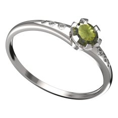 BG vltavínový prsten 556K Bílé zlato - 585 Vltavín a diamant