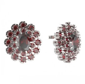 BG náušnice ovál -  280 Stříbro 925 - rhodium Granát