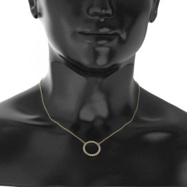 BG zlatý náhrdelník 1155/26 Bílé zlato - 585 Červený kubický zirkon