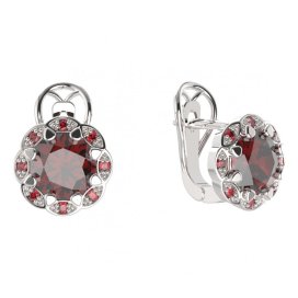 BG náušnice kulaté - 993-R7 Stříbro 925 - rhodium Granát