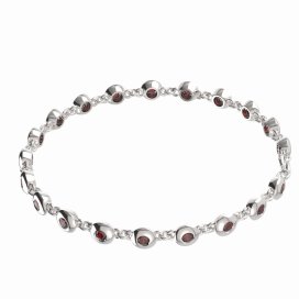BG náramek vsazeny kameny:přírodní granát  737 Bílé zlato - 585 Granát
