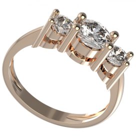BG zlatý diamantový prsten 746 Růžové zlato 585 (30-90dní) Diamant lab-grown