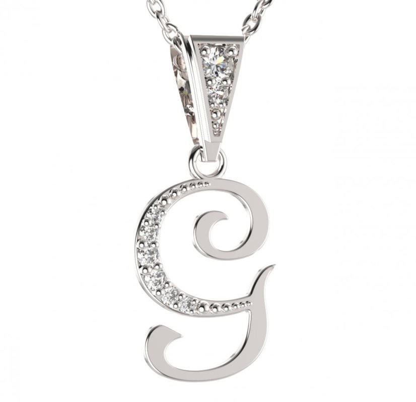 BG zlatý přívěsek písmenko G - 1216 Bílé zlato - 585 Diamant
