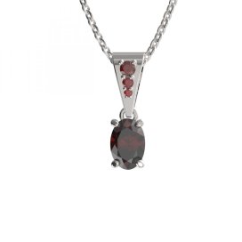 BG přívěs s centrálním oválným kamenem 711 Stříbro 925 - rhodium Granát