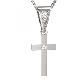 BG zlatý přívěšek křížek 1103 Bílé zlato - 585 Bílý kubický zirkon