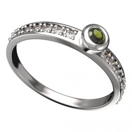 BG vltavínový prsten 550E Bílé zlato - 585 Vltavín a diamant