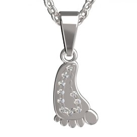 BG Zlatý přívěšek - nožička 1369+ Bílé zlato - 585 Bílý kubický zirkon