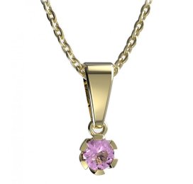Zlatý přívěsek s růžovým zirkonem, žluté zlato 585 – 870 (ZN348700)