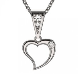 BG zlatý diamantový přívěšek srdíčko 1268 Bílé zlato - 585 Diamant lab-grown