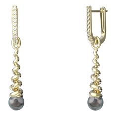 BG zlaté náušnice 635 černá perla Žluté zlato - 585 Diamant
