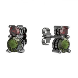 BG  náušnice s granátem nebo vltavínem 746 Stříbro 925 - ruthenium (30-90dní) Vltavín a granát
