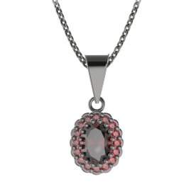 BG přívěs oválný 435-0 Stříbro 925 - ruthenium (30-90dní) Granát