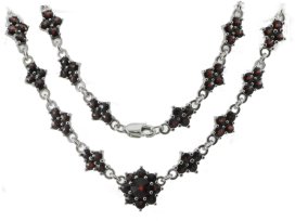 BG náhrdelník s přírodním granátem z Čech  036 Stříbro 925 - rhodium Granát