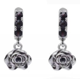 BG náušnice přírodní broušený granát 820 Bílé zlato - 585 Granát