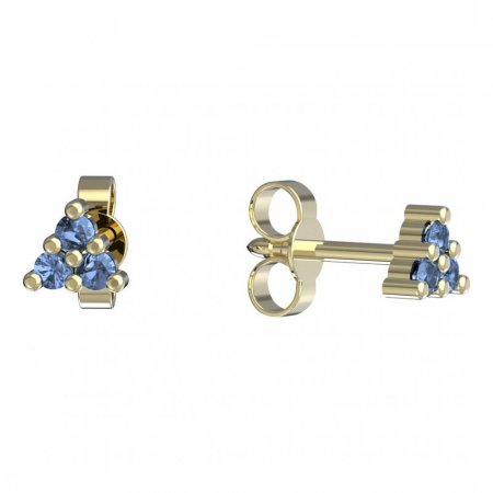 BeKid, Gold kids earrings -773 - Switching on: Puzeta, Metal: Yellow gold 585, Stone: Light blue cubic zircon